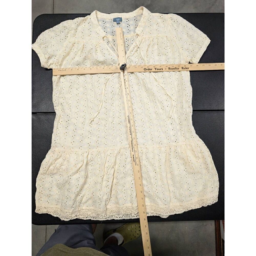 Vizio Cream Lace Short Sleeve V-Neck Dress Women's Medium - Picture 7 of 7